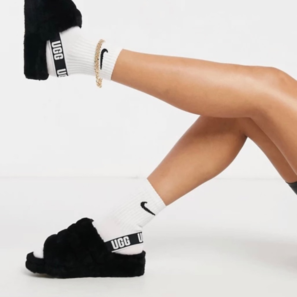 ❤️ NWB UGG FLUFF YEAH SLIDES BLACK 6